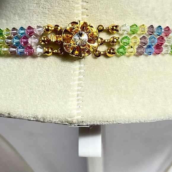 Pastel Swarovski Beads Three Strand Crystal Necklace - Picture 7 of 8